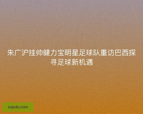 朱广沪挂帅健力宝明星足球队重访巴西探寻足球新机遇
