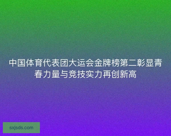 中国体育代表团大运会金牌榜第二彰显青春力量与竞技实力再创新高